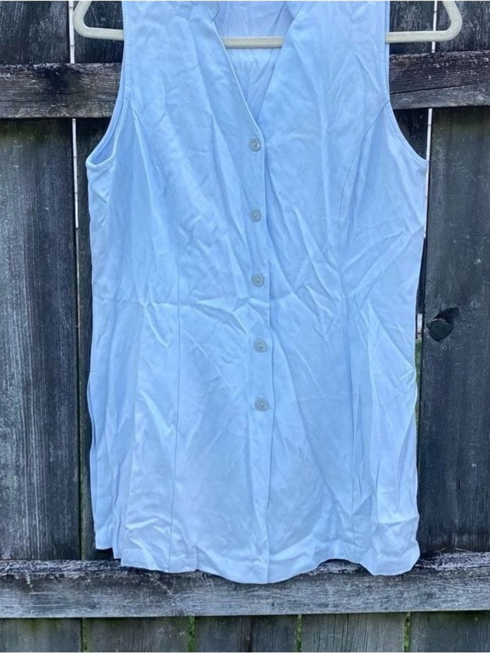 Sleeveless Button-Front Women's Top in Light Blue
